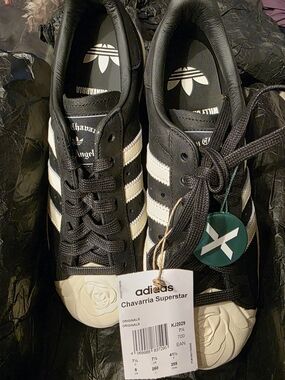 adidas X Willy Chavarria Superstar Black and White Leather Sneakers